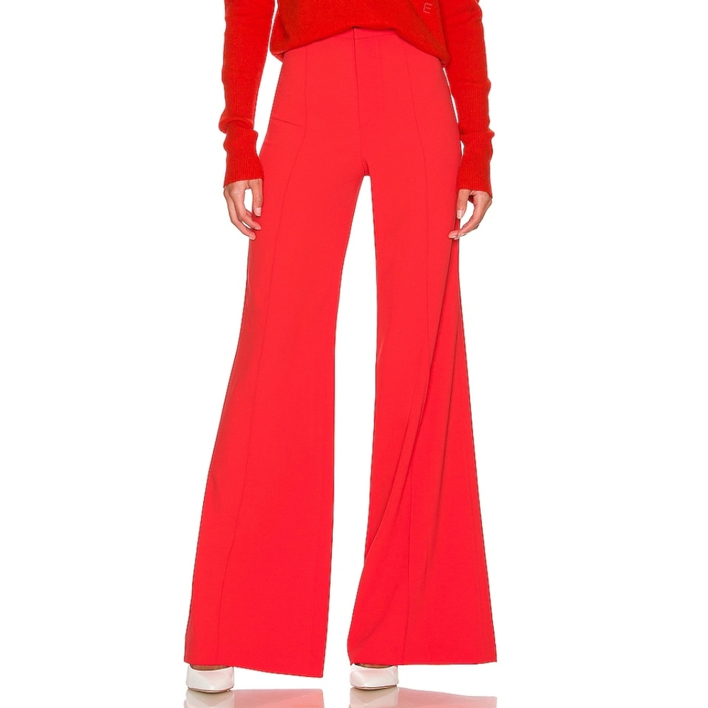 Alice+Olivia Flare Crepe Trousers Pants Sz S, 4 Wide Leg Poppy Red